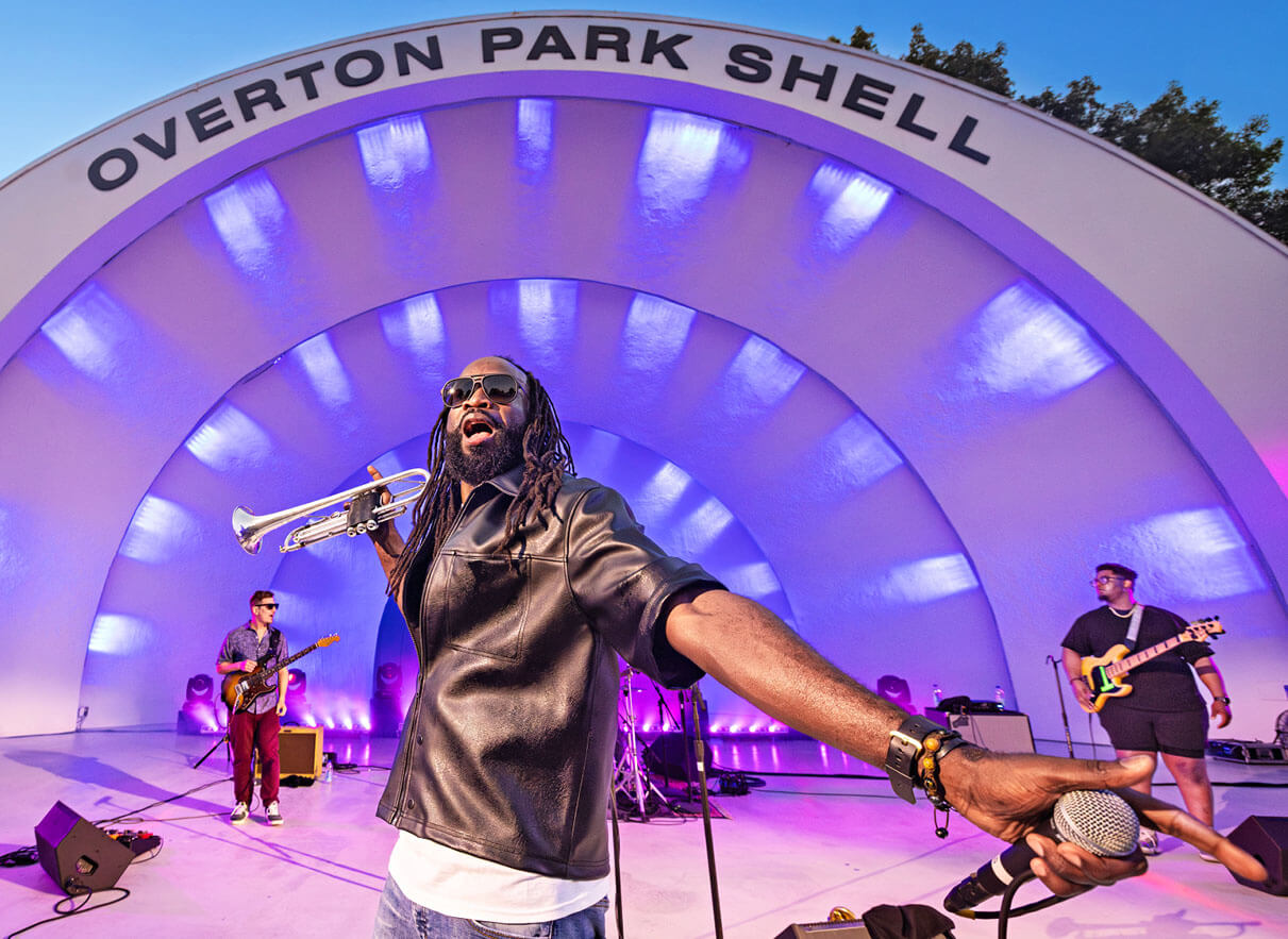 Photo of musicians performing at Overton Park Shell