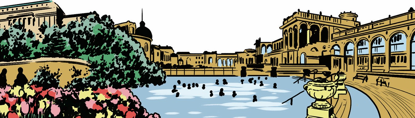 Illustration of thermal baths in Budapest