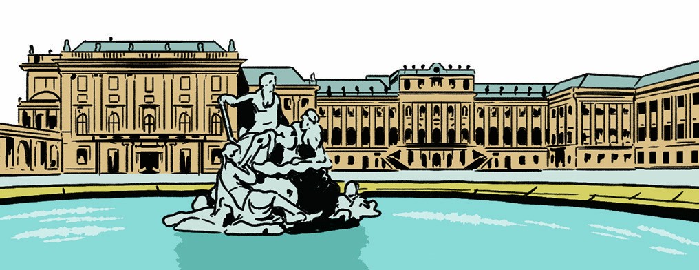 Illustration of palace fountain in Vienna