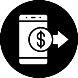 Icon of phone with dollar sign