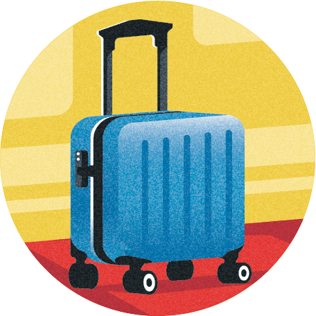 Illustration of small rolling bag
