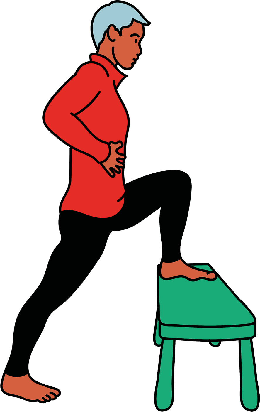 Woman stretching with one leg up on a bench