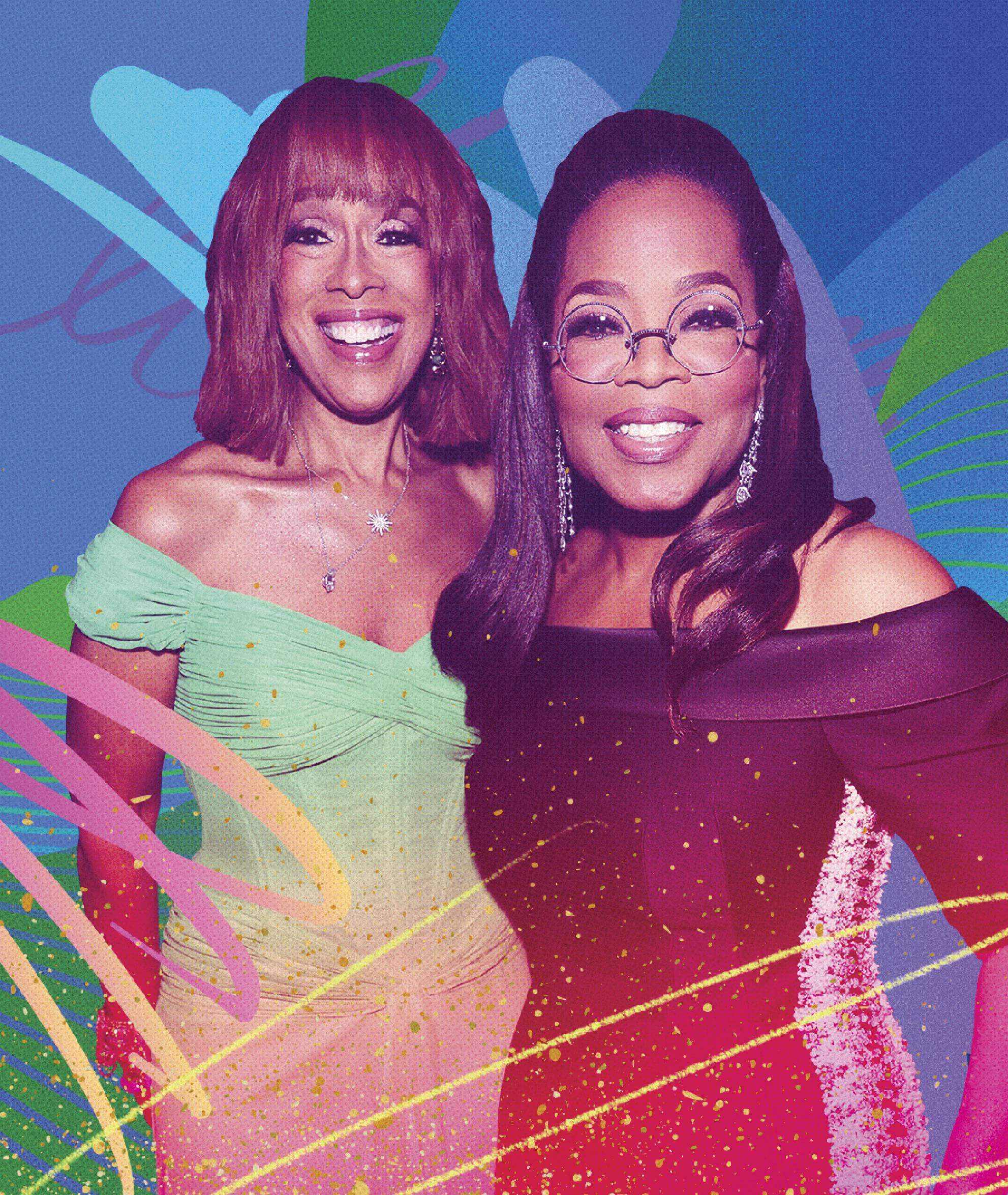 Photo collage of Gayle King and Oprah Winfrey together