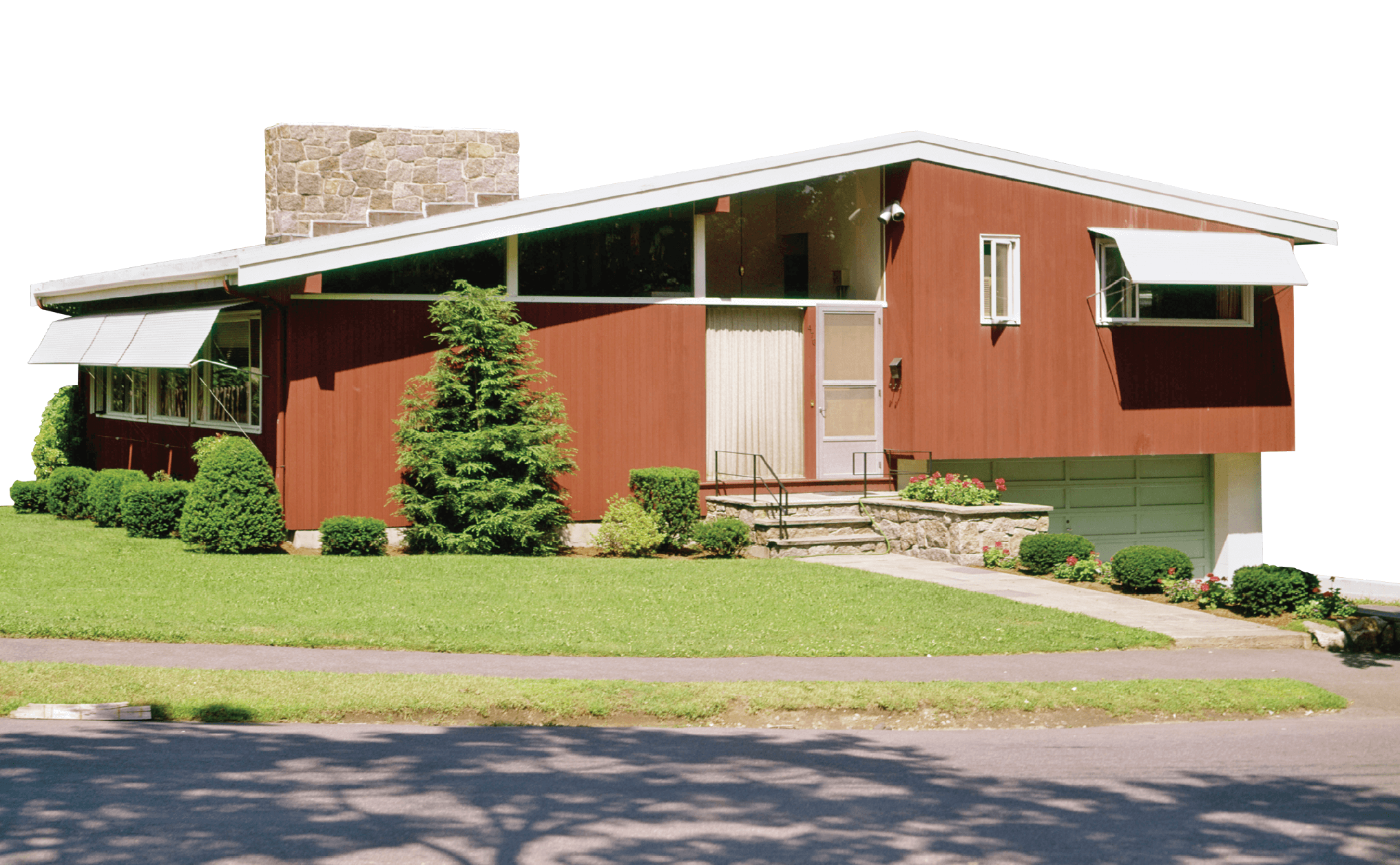 Vintage color photo of a ranch-style house