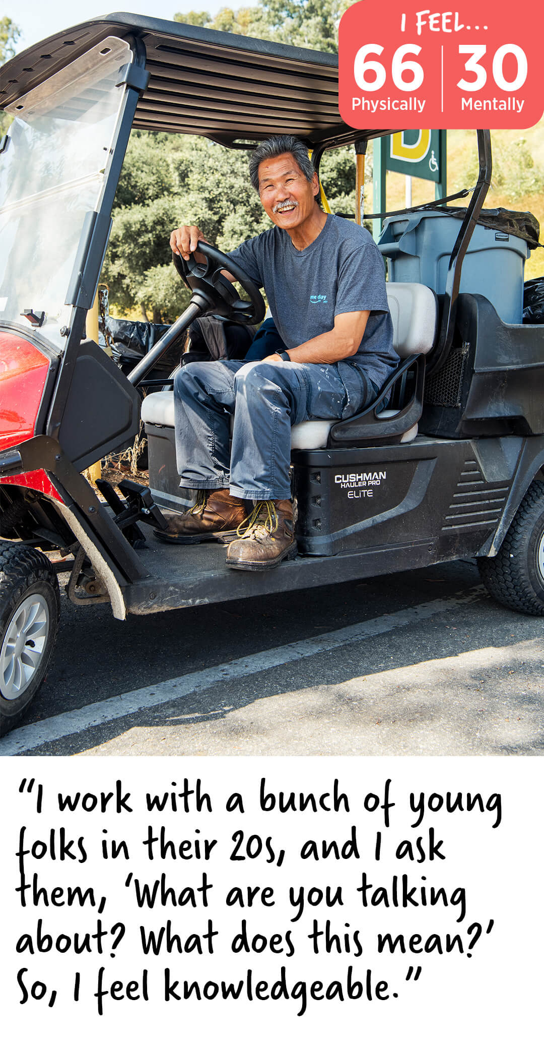 Photo of Dan Ota in a golf cart