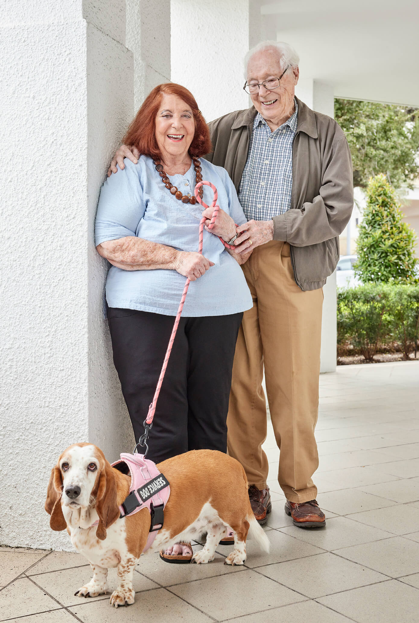 Photo of Sally and Bert Russell with their dog