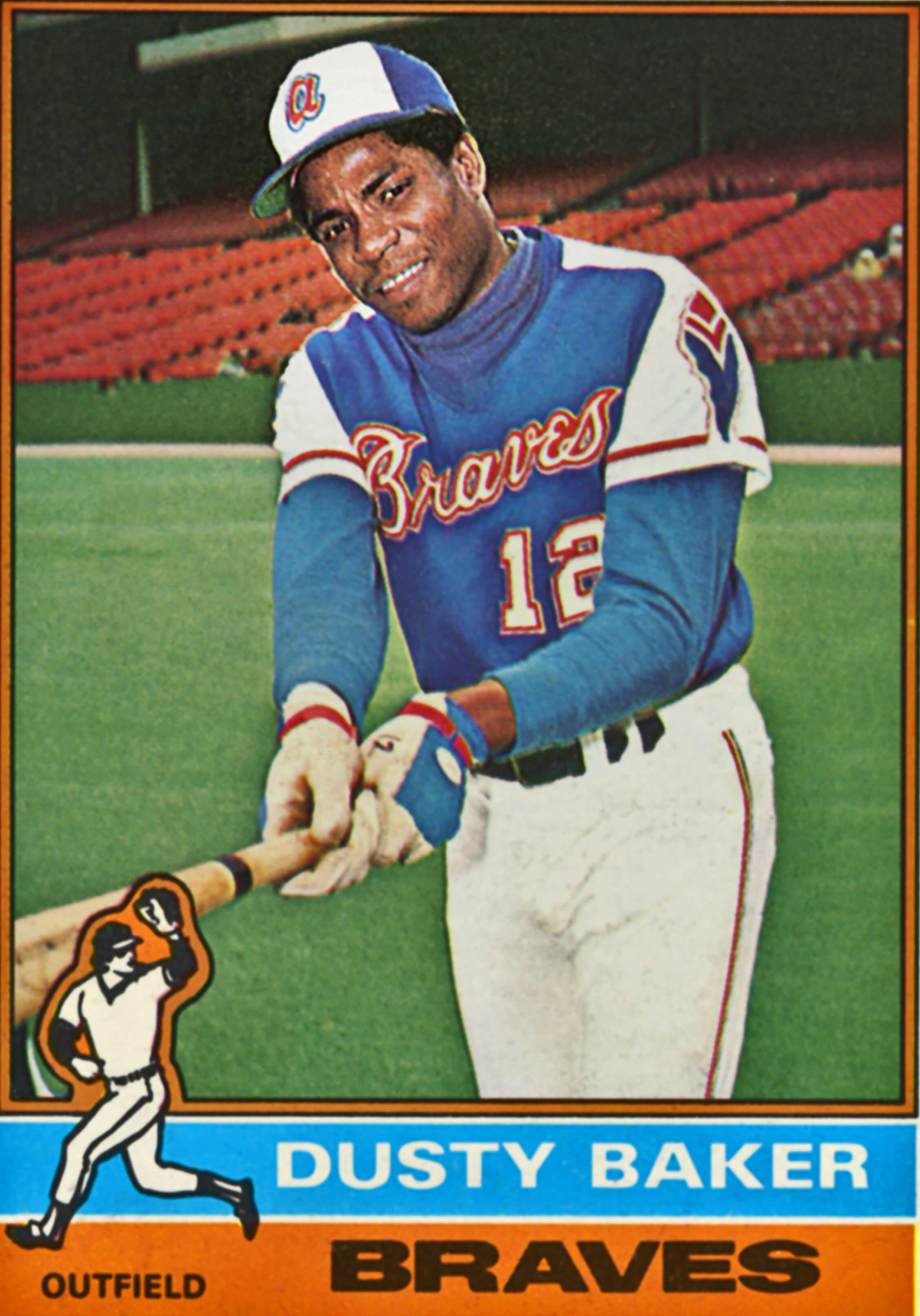 Photo of a vintage Dusty Baker Atlanta Braves baseball card