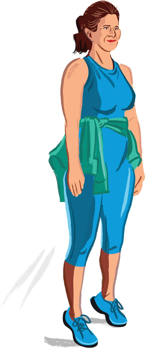 Illustration of a woman doing heel-raise squats
