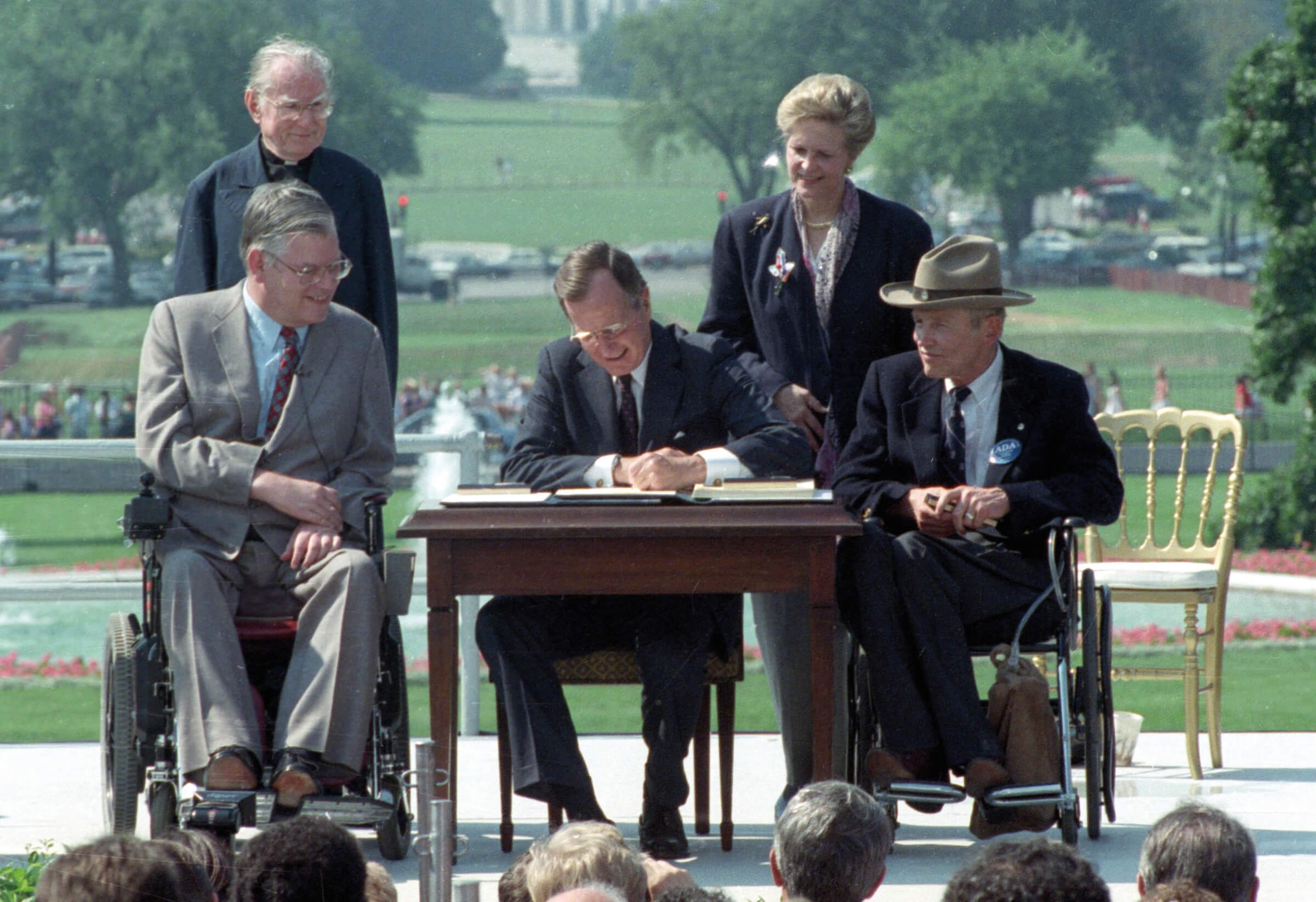 Photo of George H.W. Bush signing the Americans with Disabilities Act