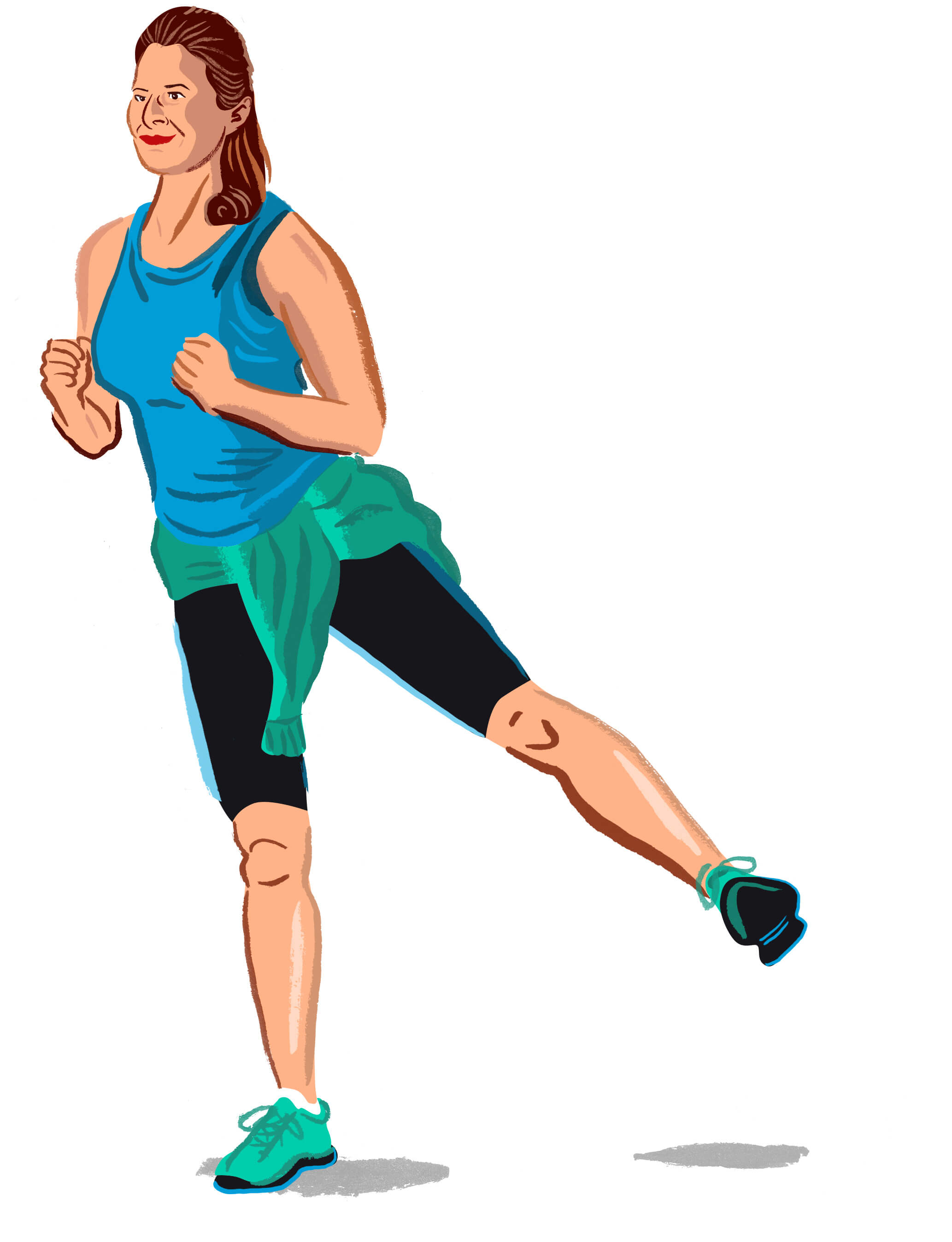 Illustration of a woman doing side-kick squats
