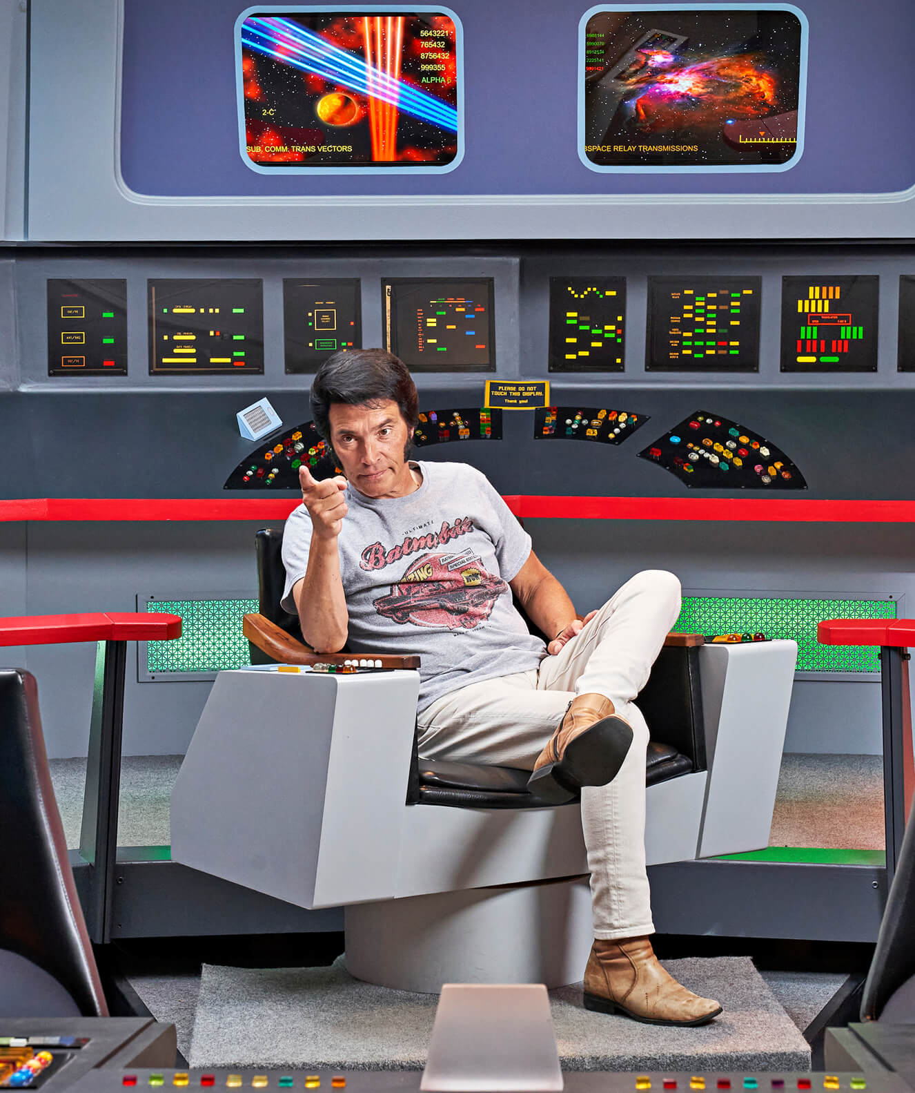 Photo of James Cawley in a Star Trek ship set
