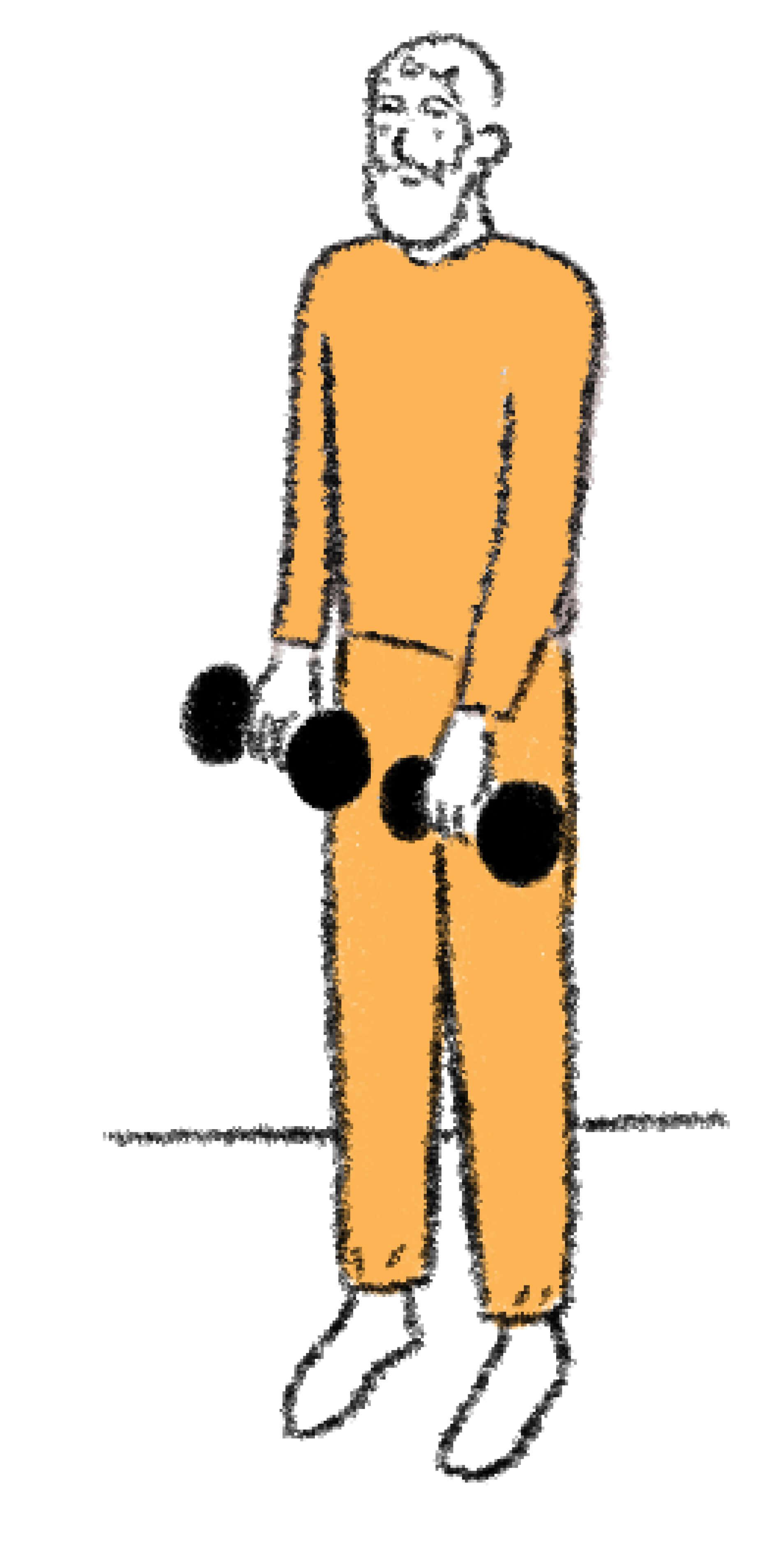 Illustration of man holding dumbbells 