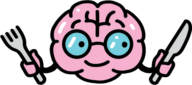 Illustration of brain holding a fork and knife
