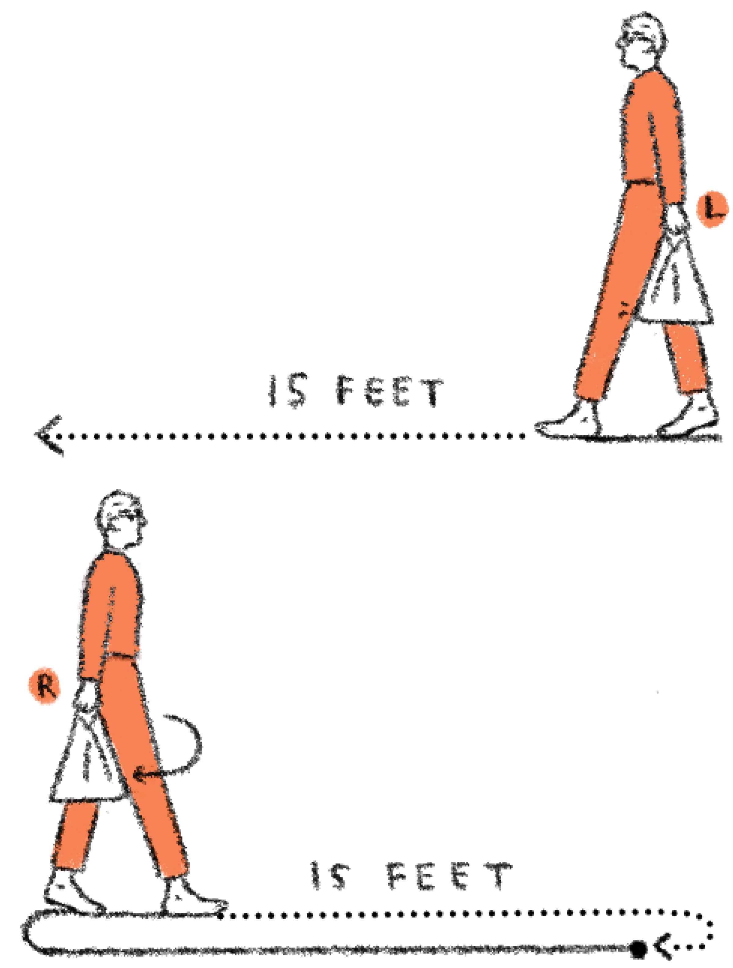 Illustration of walking with bag