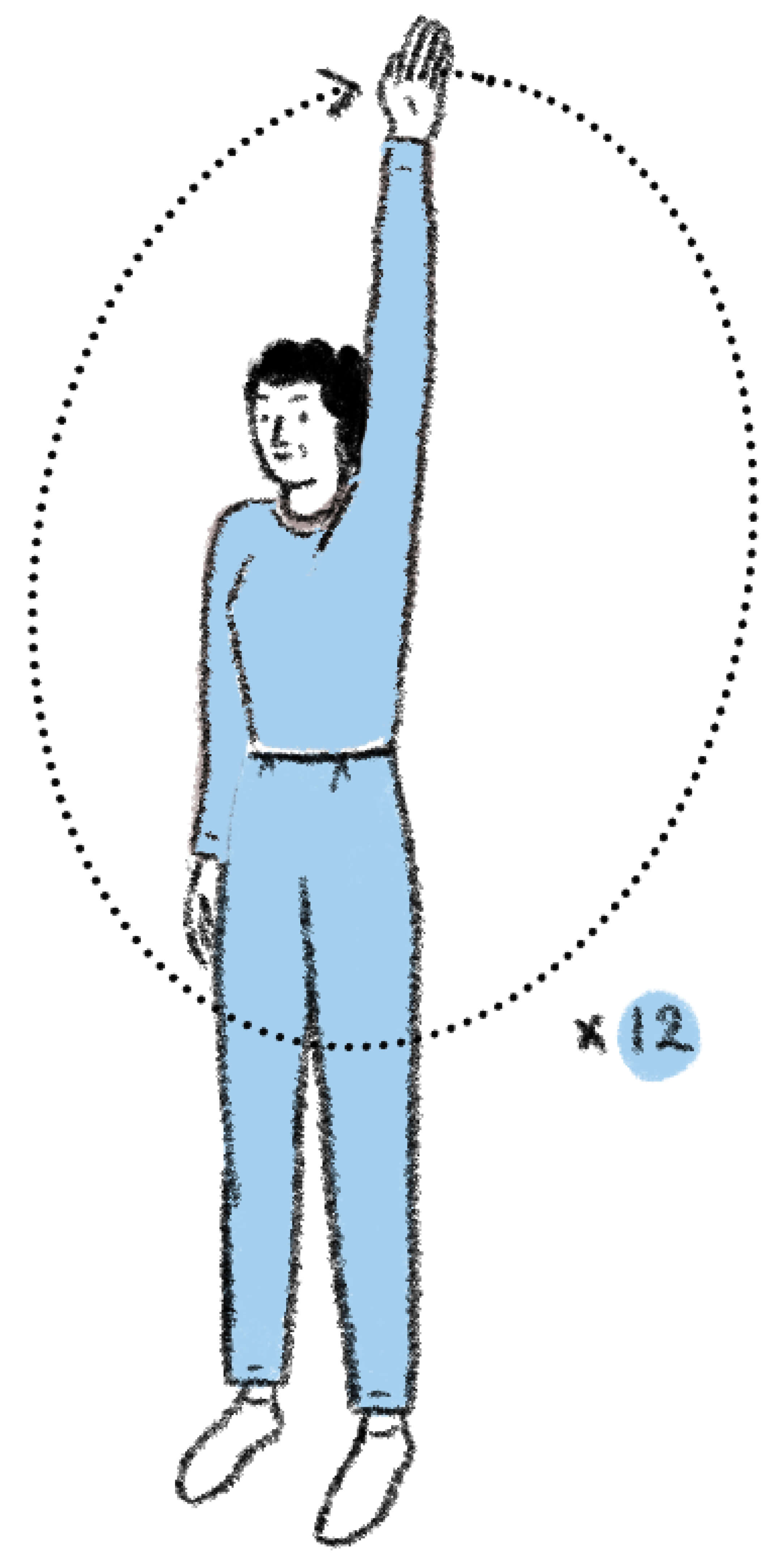 Illustration of woman rotating arms