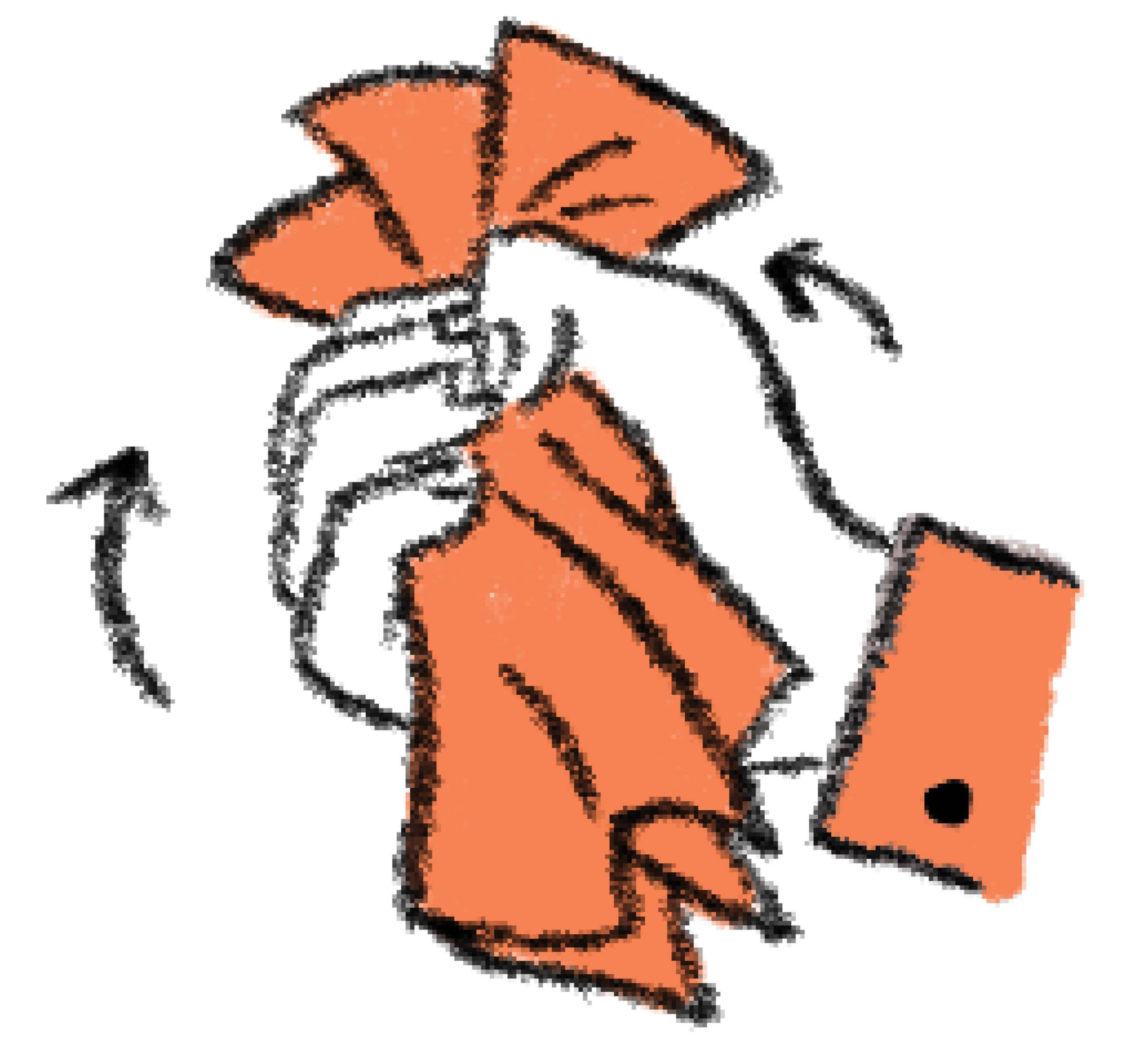 Illustration of a hand squeezing a towel