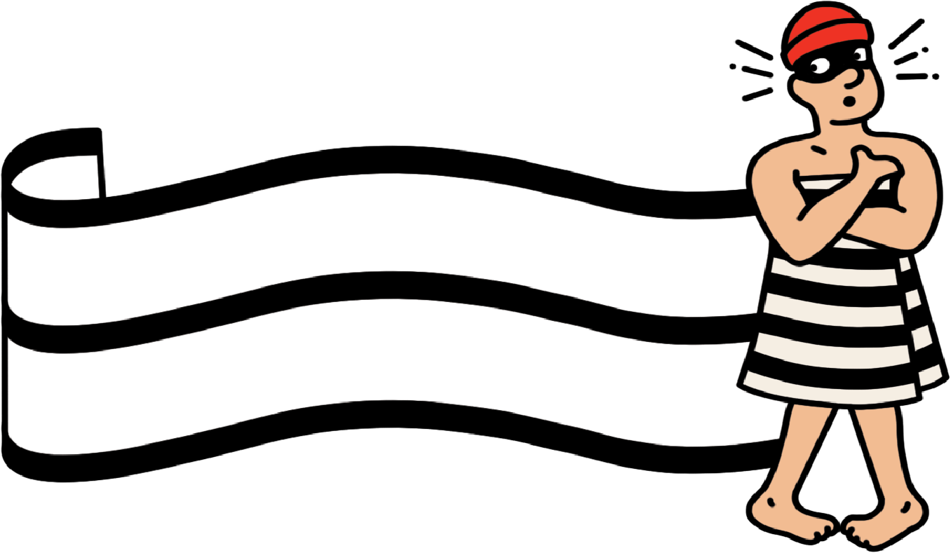 Illustration of a burglar in a bath towel