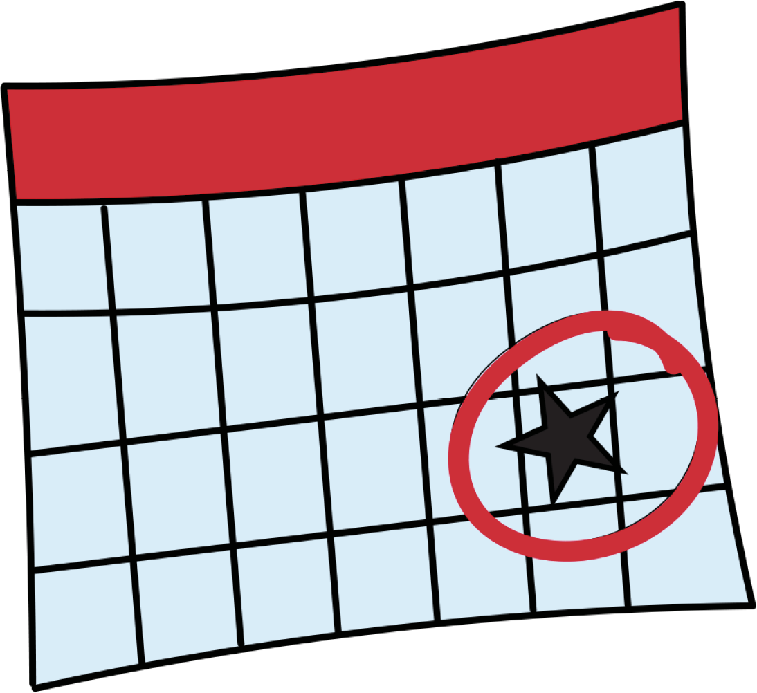 A calendar with a star marked on it&nbsp;