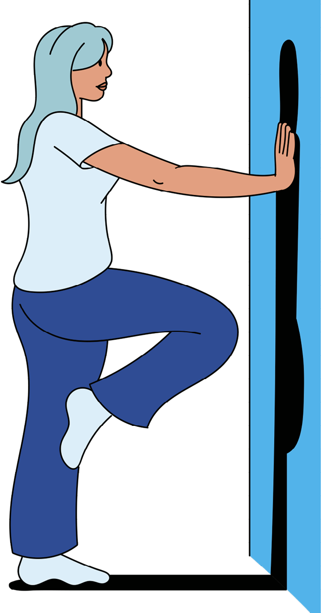 A woman standing on one leg&nbsp;