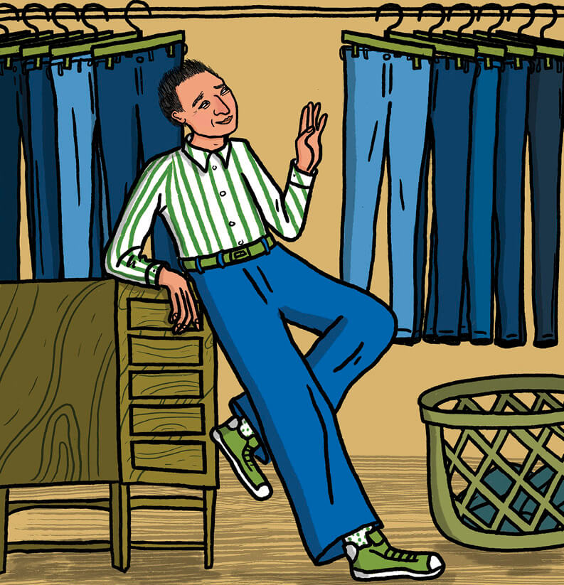 Illustration of a person wearing wide legged jeans&nbsp;