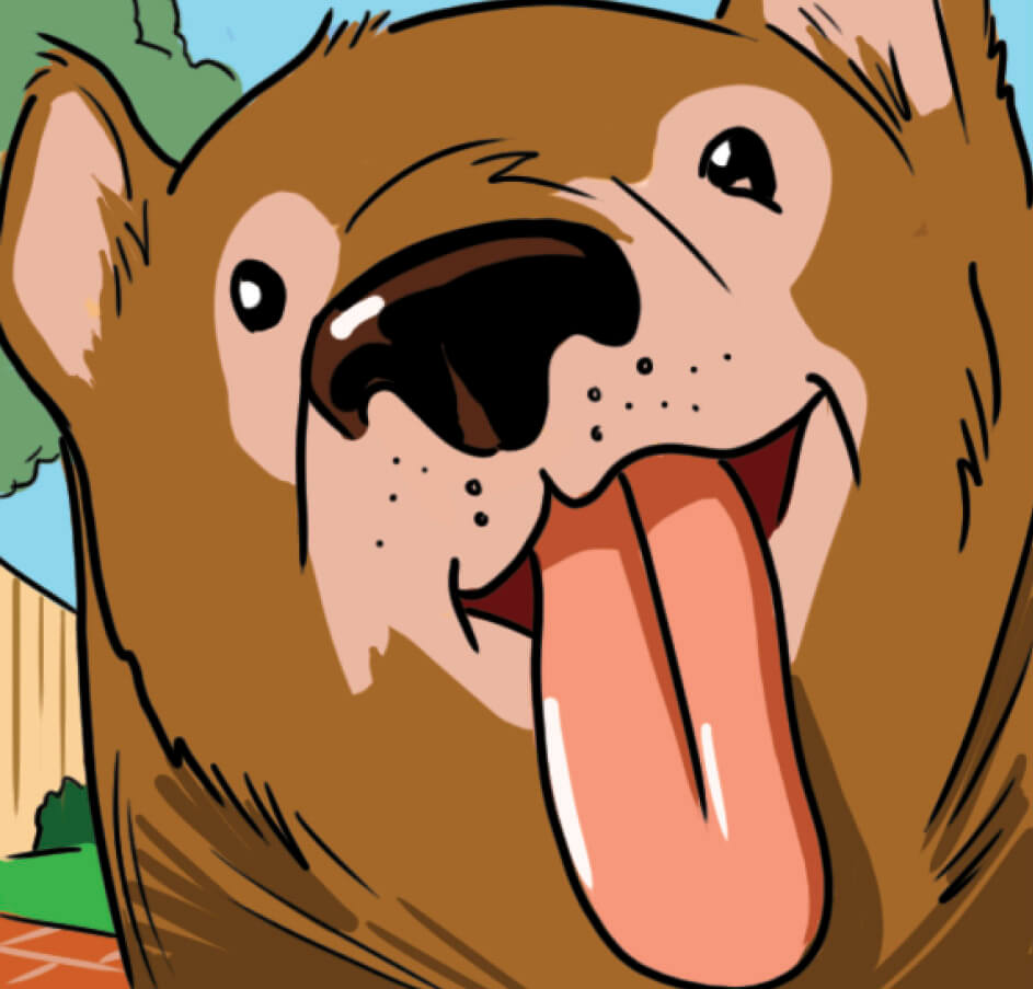 Illustration of a bear smiling with his tongue sticking out&nbsp;