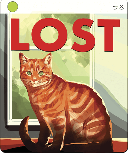 Illustration of an orange cat with a Lost sign over it&nbsp;