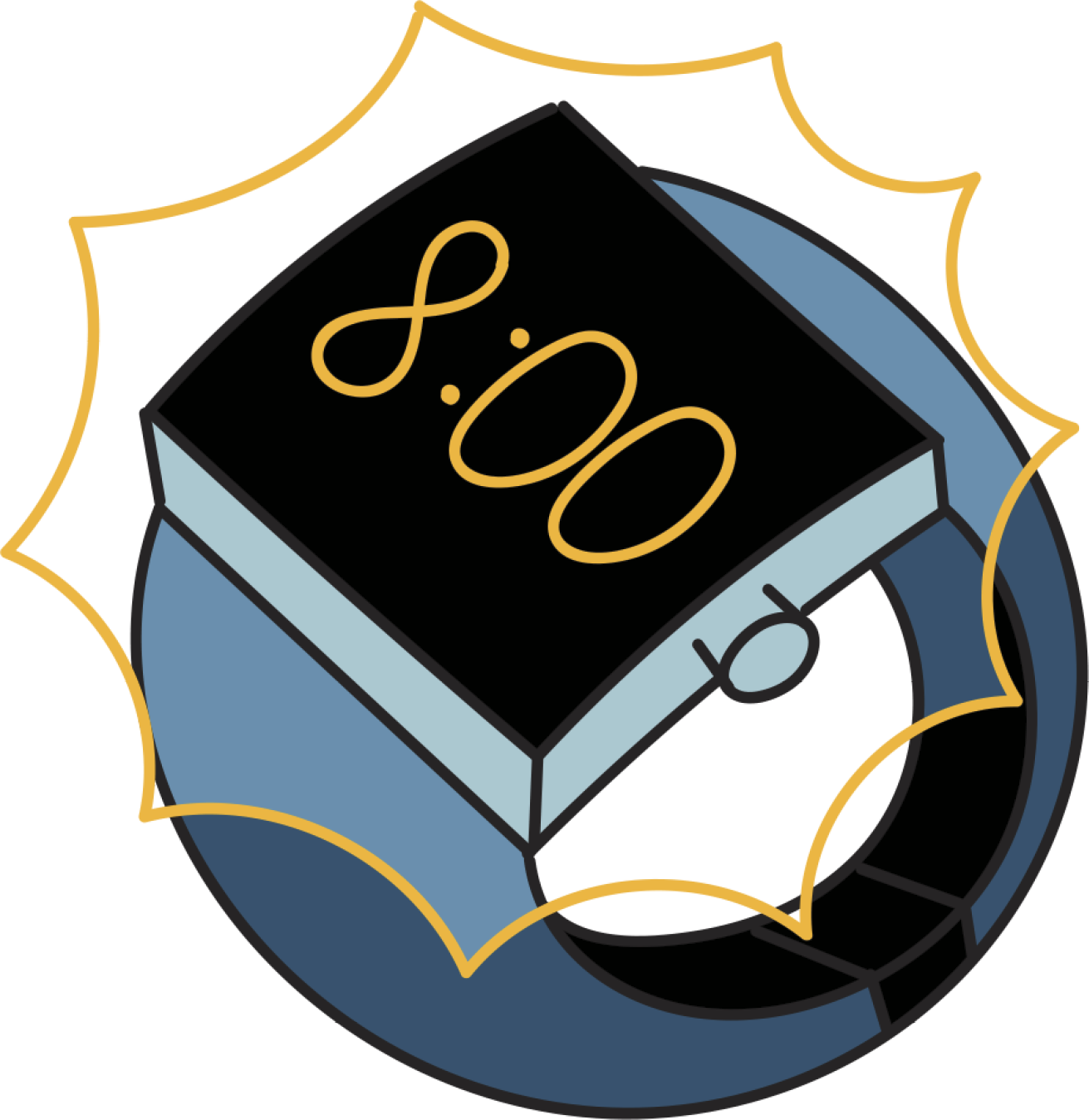 A watch with showing the time 8:00 am