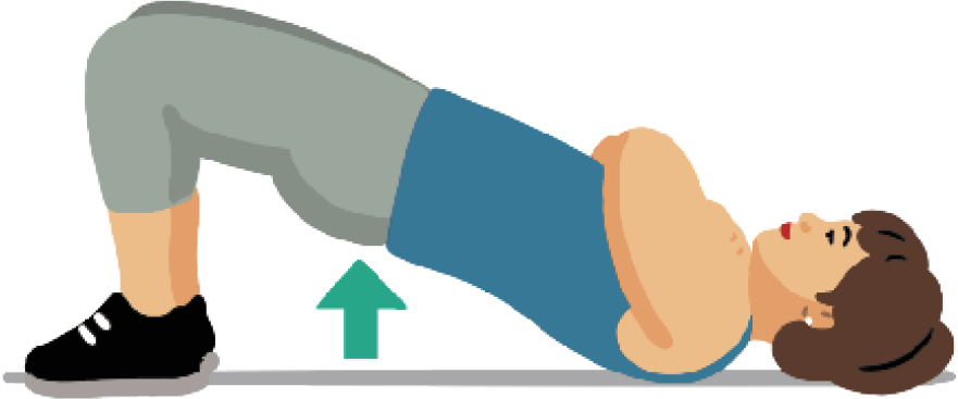 Woman lying on the ground doing a hip bridge&nbsp;