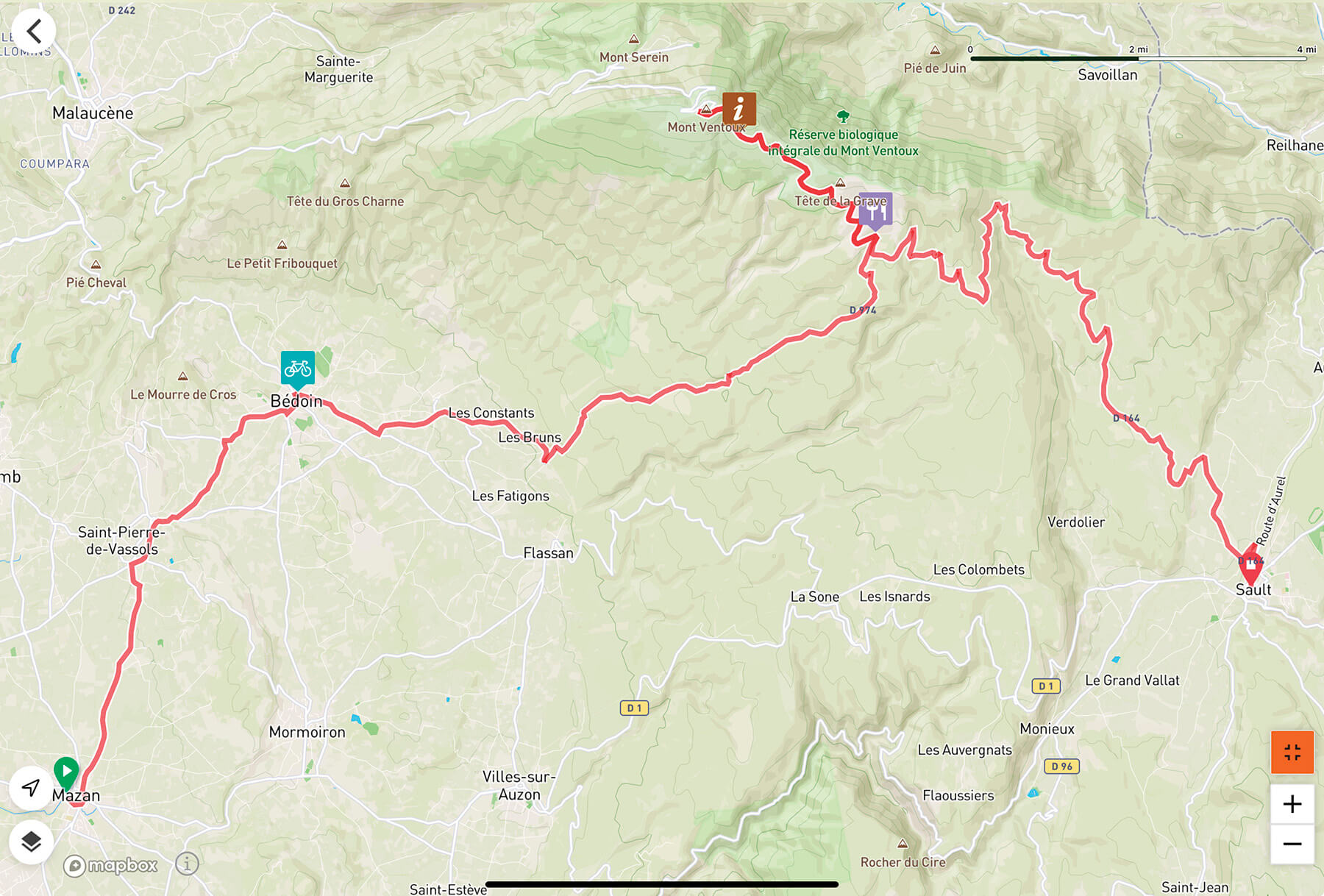 Map showing the group's route on Day 3