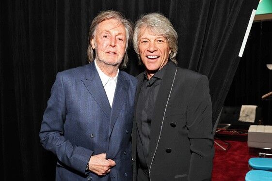 Photos of Bon Jovi posing with Paul McCartney