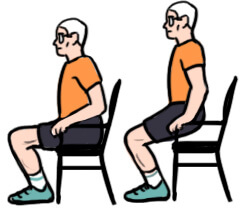 Illustration of man sitting in chair then pushing himself up off the seat