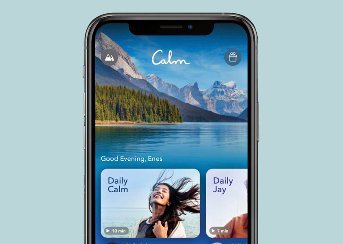 Photo of the Calm App open on an iPhone