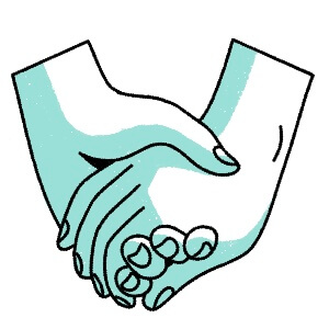 Illustration of two hands holding each other