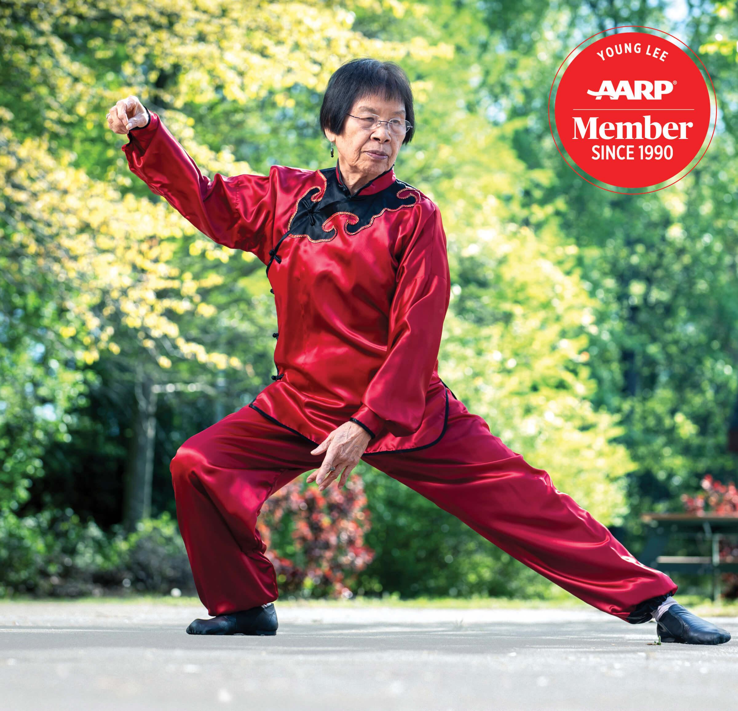 Photo of Young Lee practicing tai chi