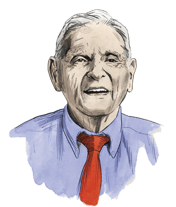 Illustrated portrait of John B. Goodenough 