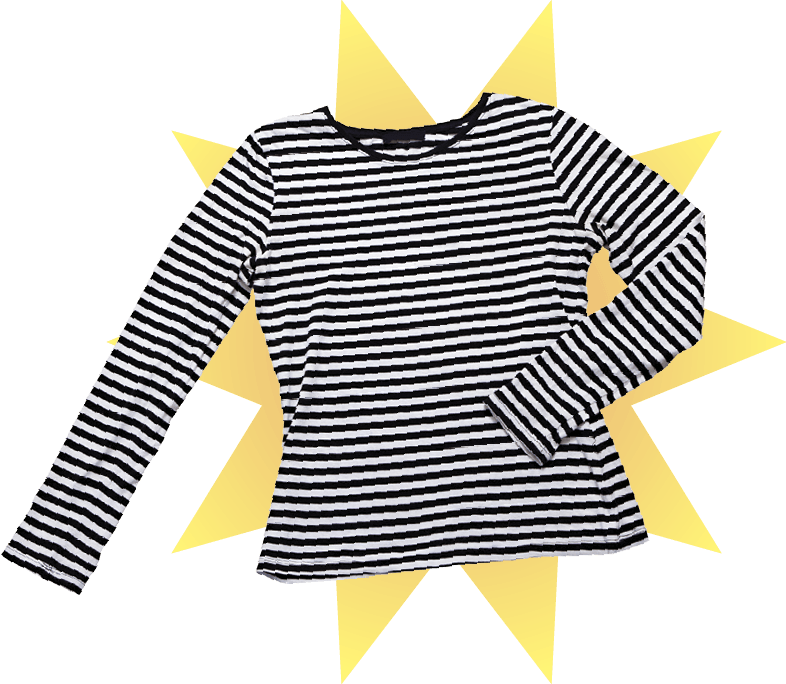 Silhouette of a stripped black and white top 