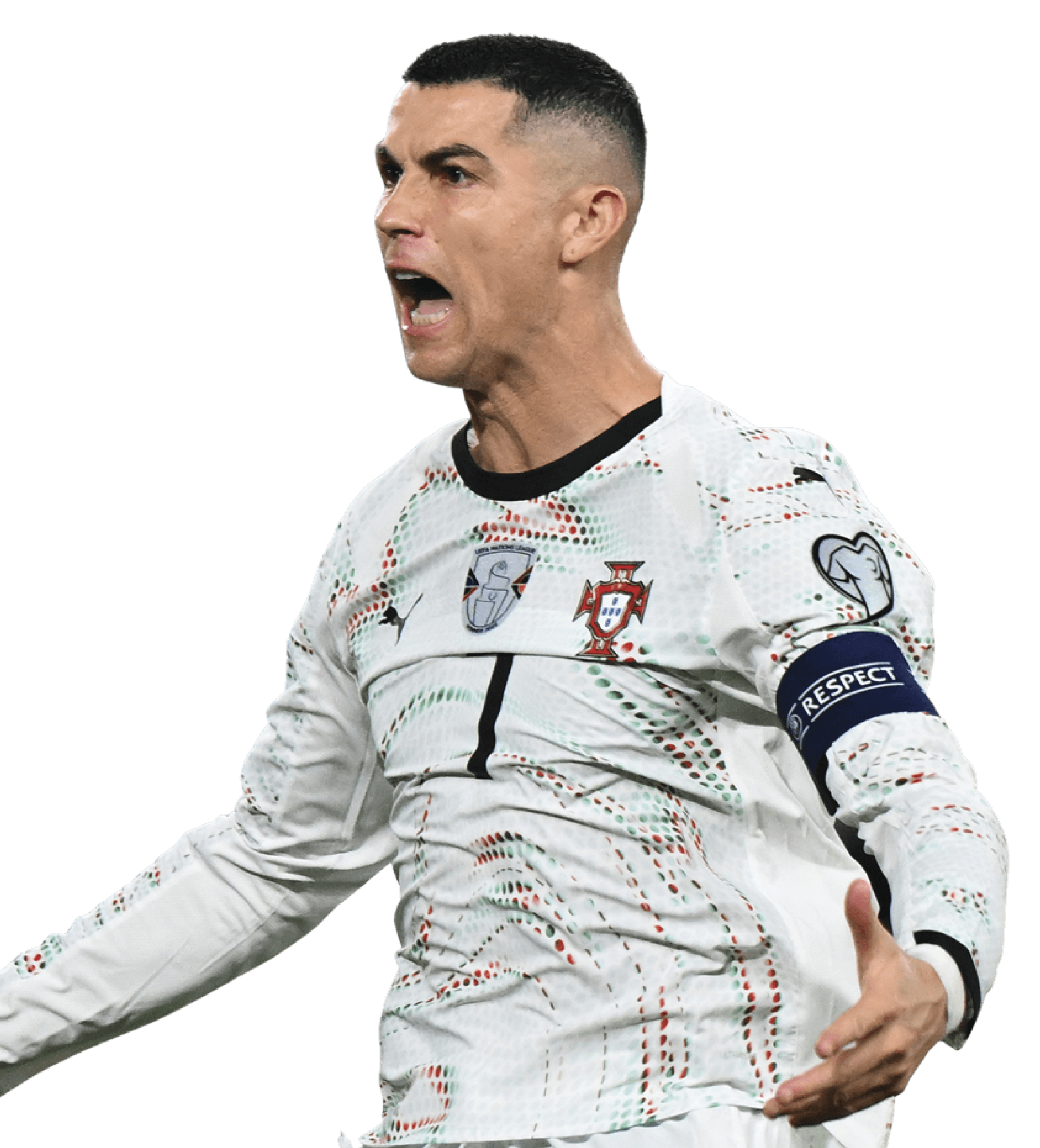 Image of Cristiano Ronaldo running and yelling in excitement 