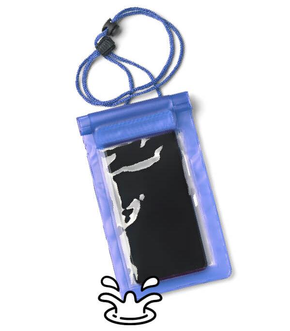 Image of a phone in a water-resistant plastic bag 