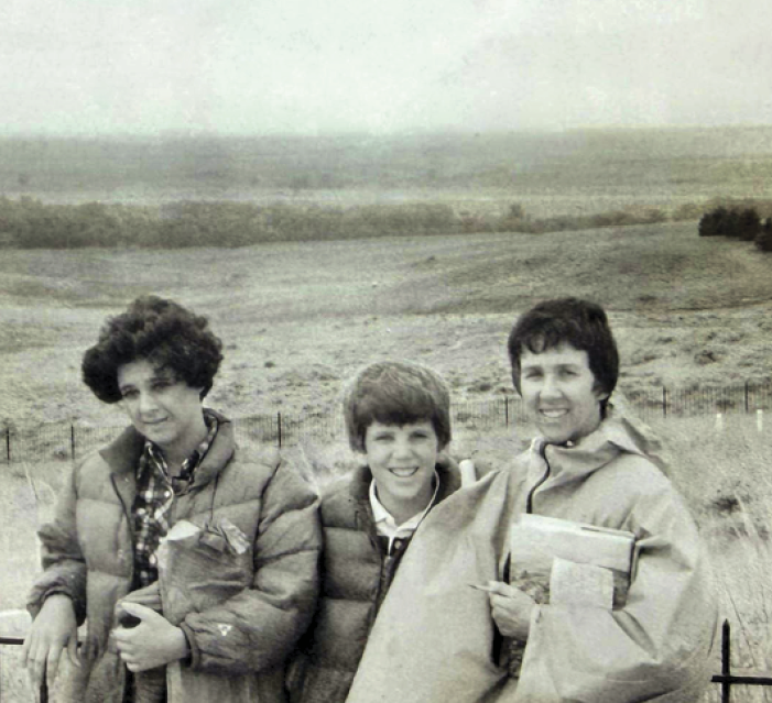 Old photograph of Tim Summers with his mother and sister in Montana 