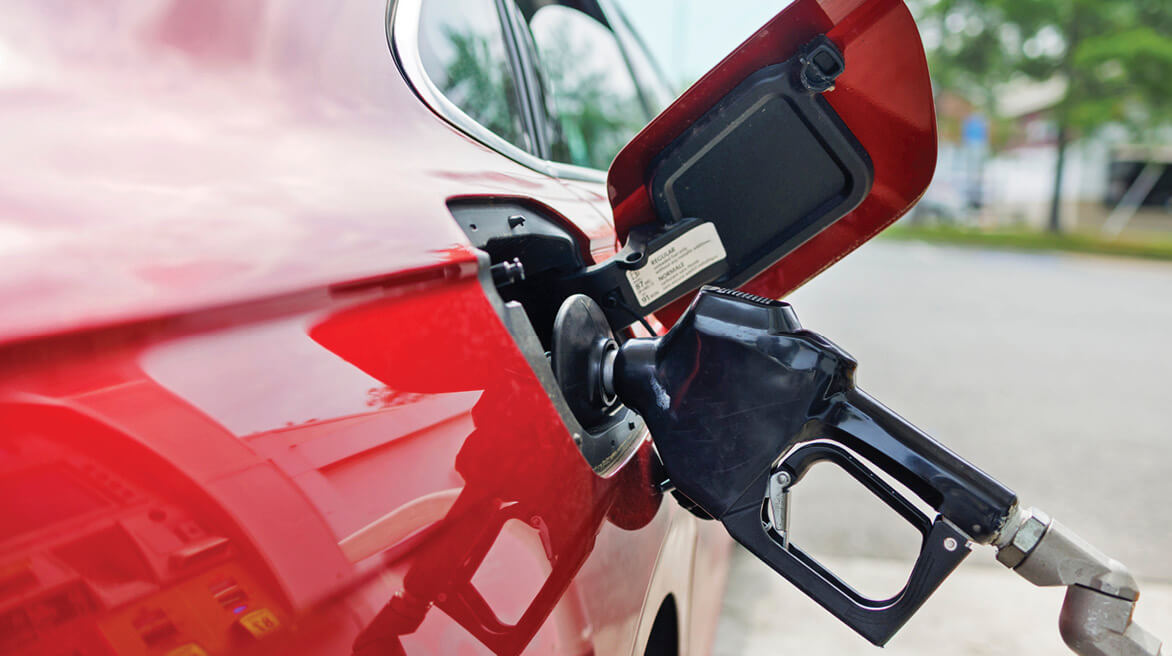 A car being filled with gas 