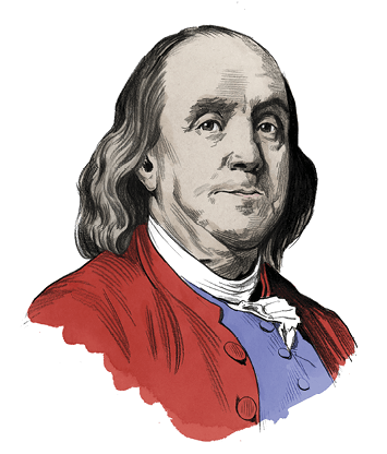 Illustrated portrait of Benjamin Franklin 