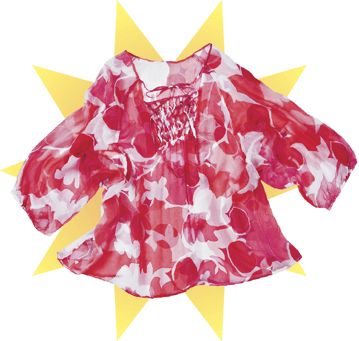 A white and red floral blouse 