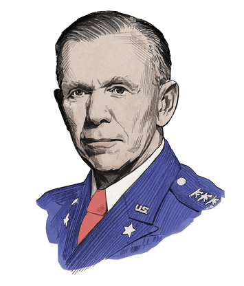 Illustrated portrait of General Geroge C. Marshall