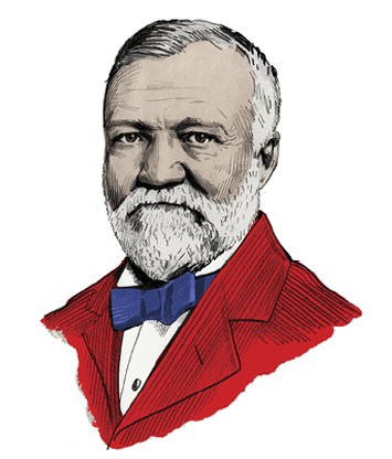 Illustrated portrait of Andrew Carnegie 
