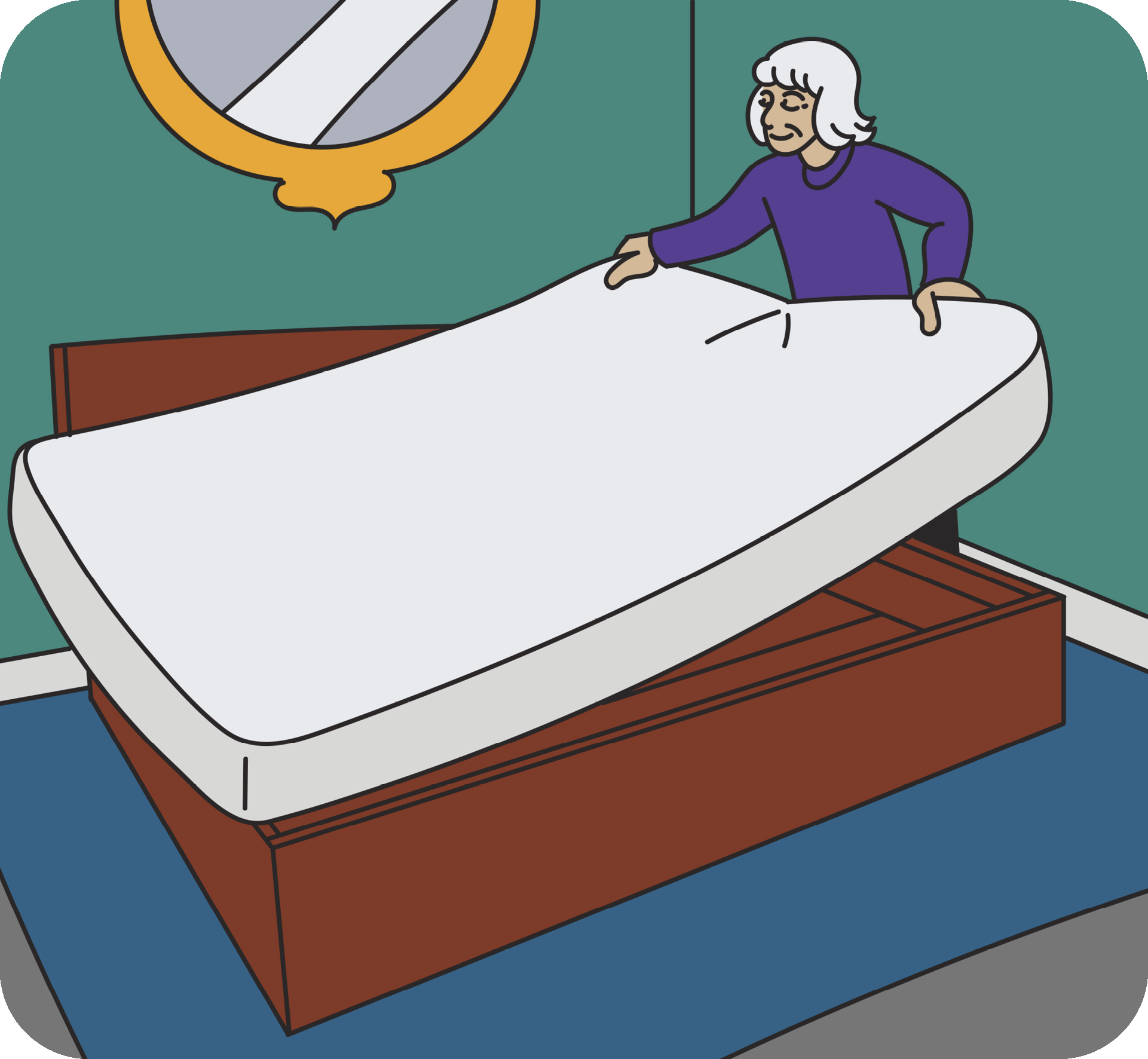 An older woman rotating her mattress 