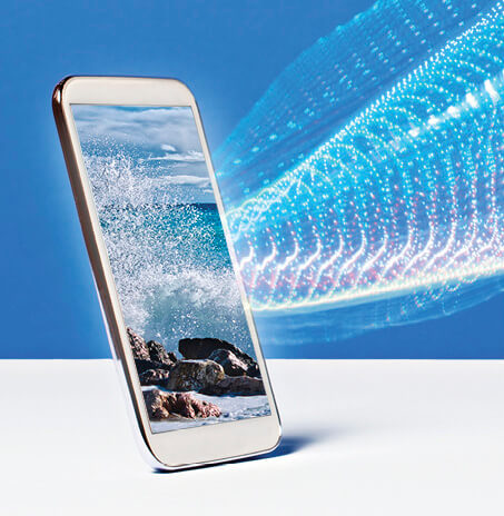 Image of a phone with soundwaves entering the screen