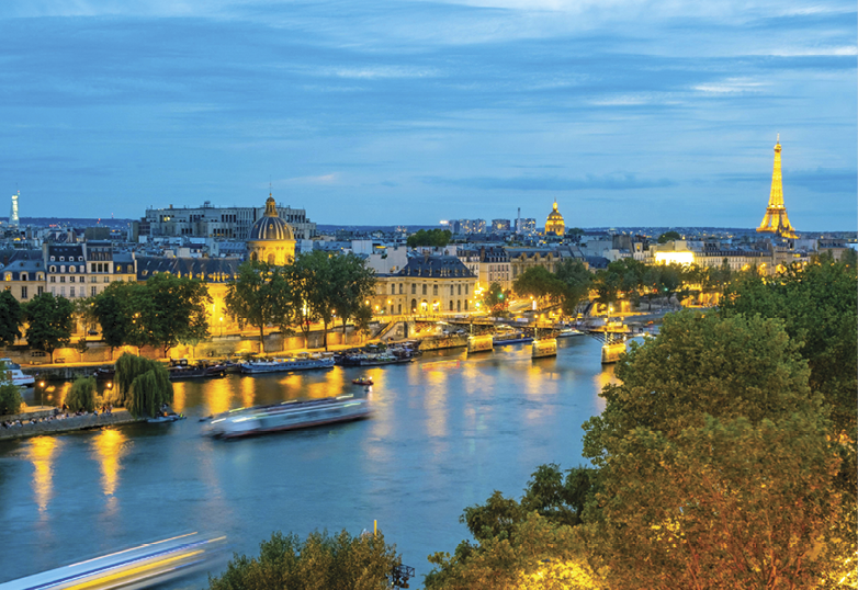 Top view photograph of Paris at night 