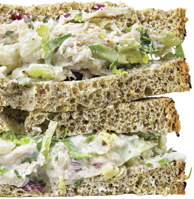 Zoomed in photograph of a chicken sandwich 