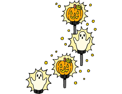 Illustration of various Halloween pathway lighting 