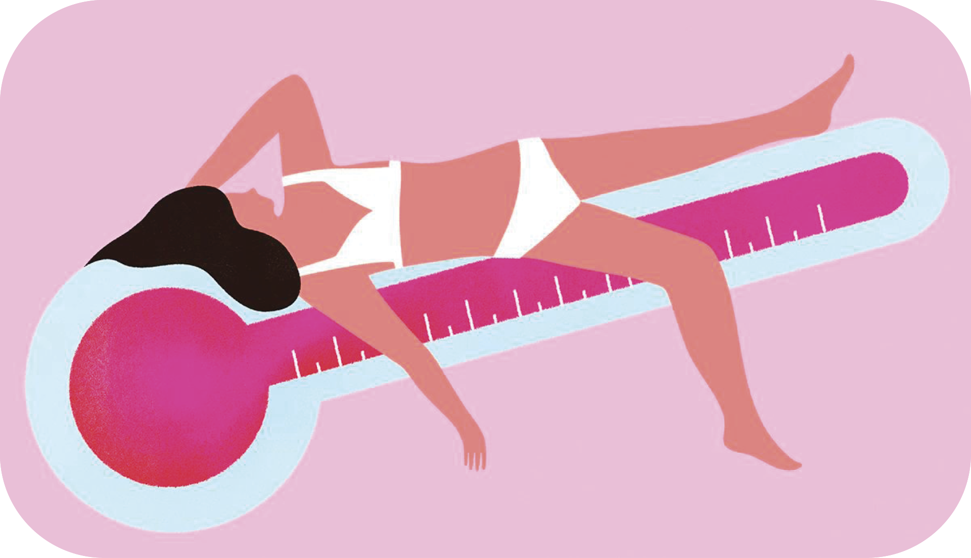 Illustration a woman lying down on a thermometer